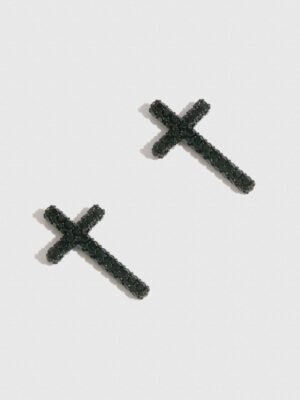 Total Black Cross Studs